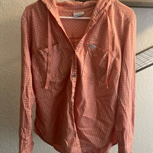 Columbia Orange Polka Dot Button Down Shirt